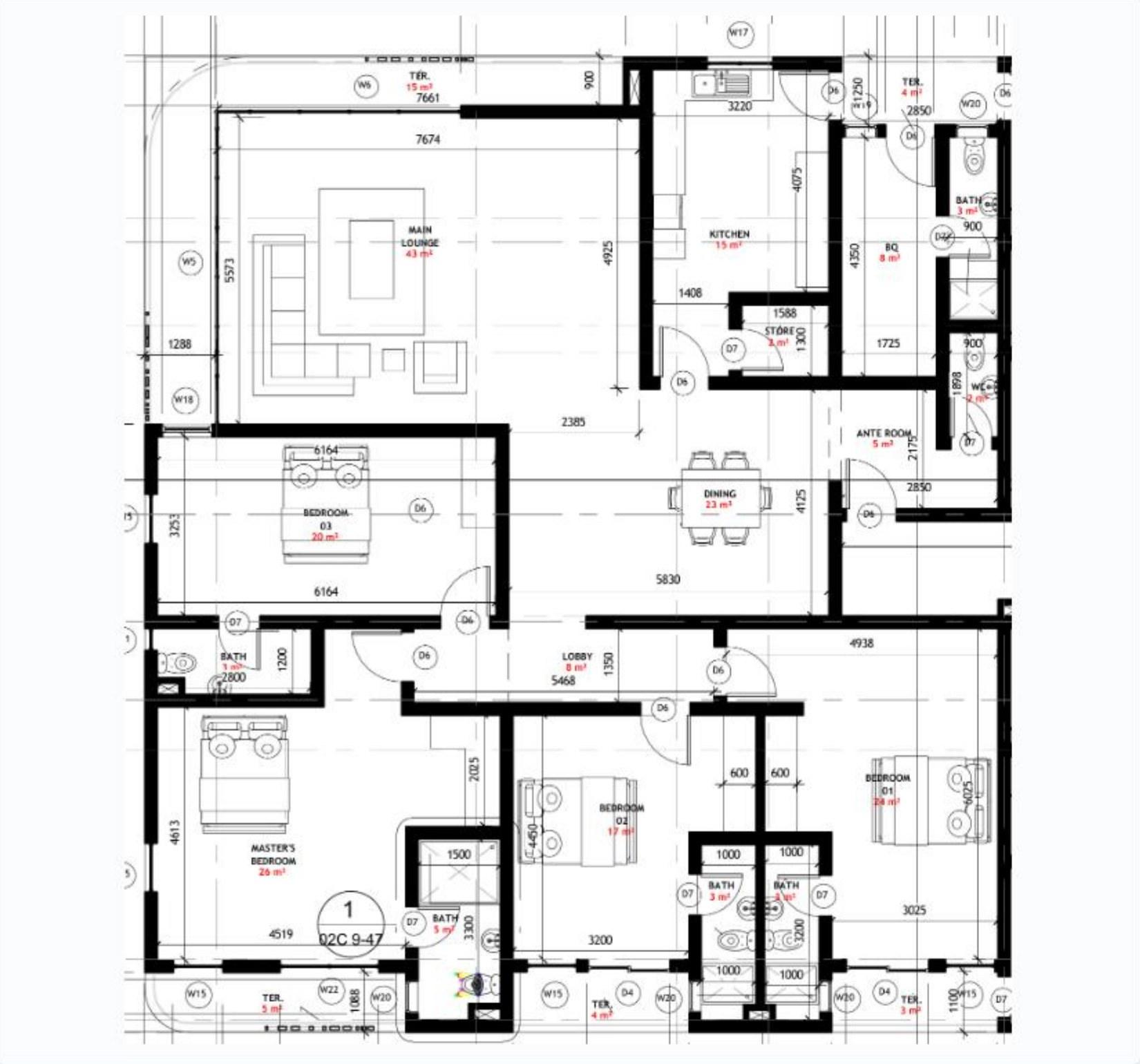 Blue Horizon four-bedroom, 3rd to 5th floor floor plan